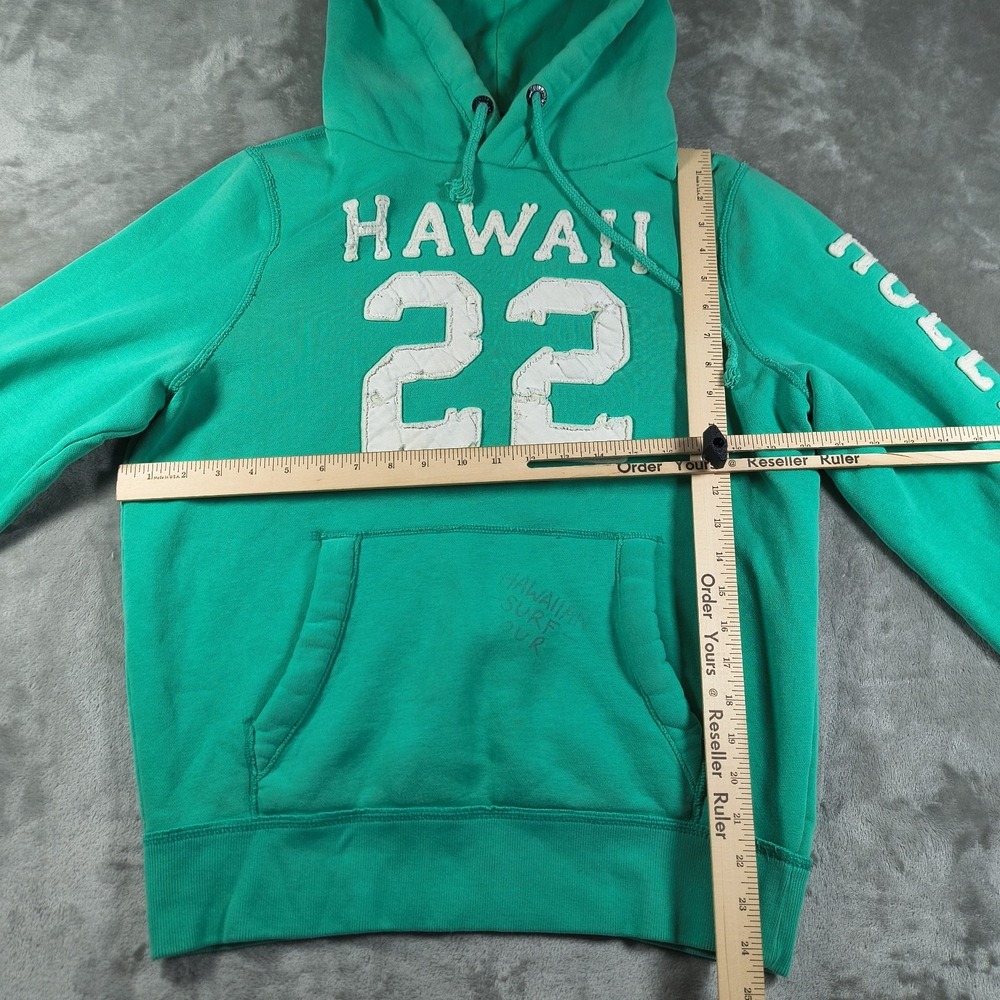 Hollister Hoodie Men Medium Green Hawaiian Surf Tour 22 Embroidered Pullover Y2K - Picture 11 of 11